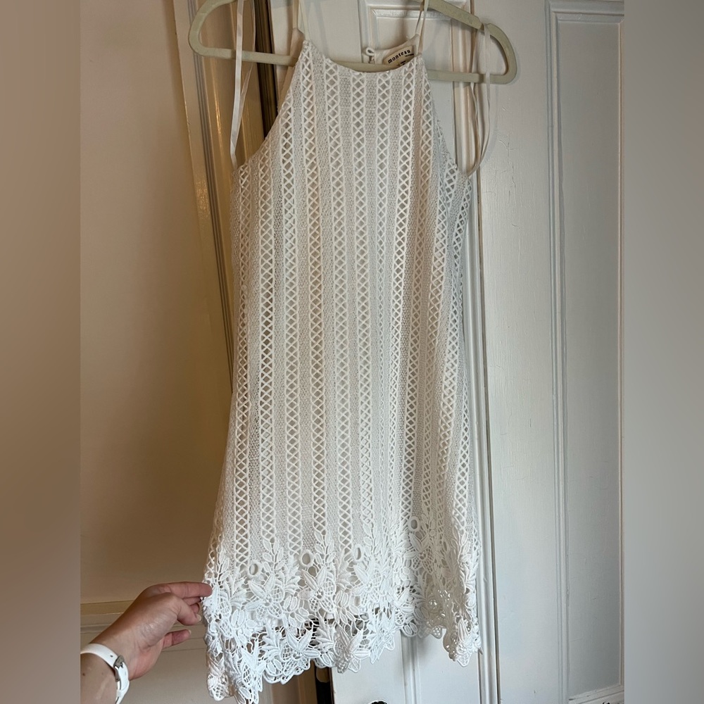 White tank dress from monteau with flower detailing, size extra small